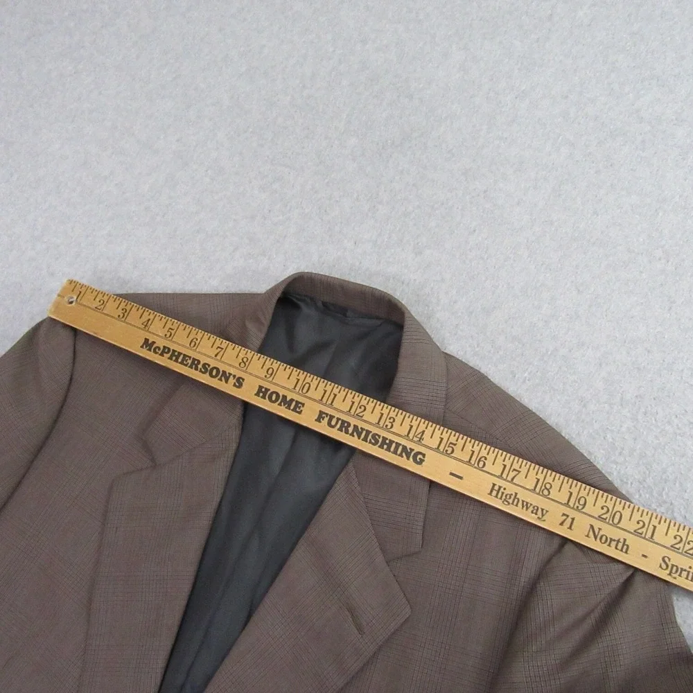 Hickey Freeman Mens Sport Coat 46L Brown Plaid Wool Cashmere Single‎ Vent